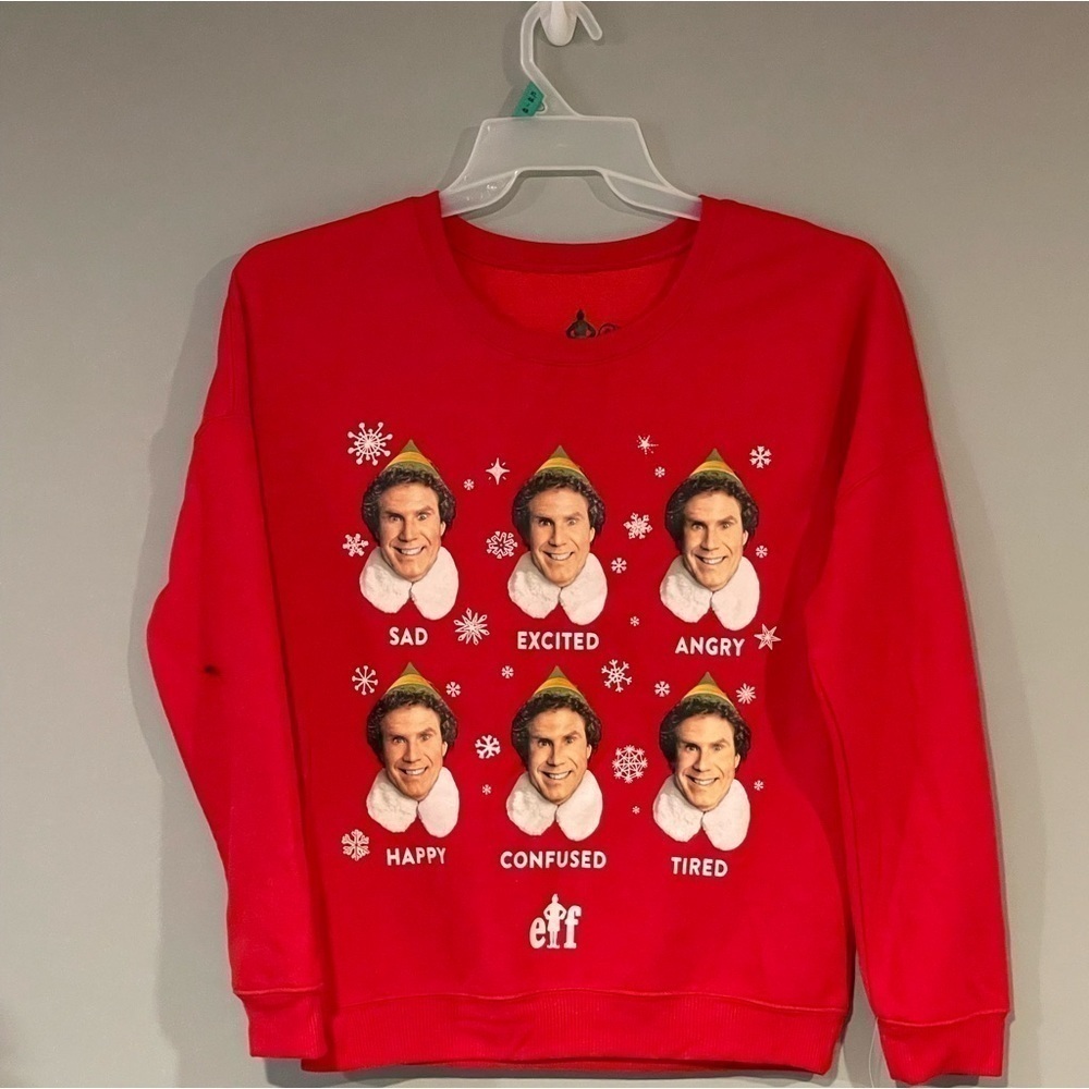 𝅺nwt Elf crew neck sweatshirt Juniors size L color red